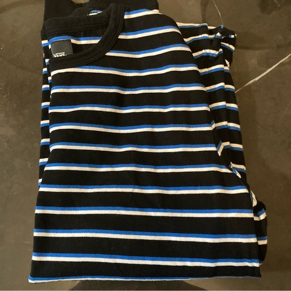 Vans Men's Black,Blue And White Striped Long Sleeve Shirt Size Small Casual Y2k - Picture 8 of 9